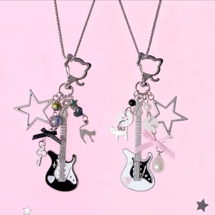 Y2K Cat Guitar Charm Keychain
