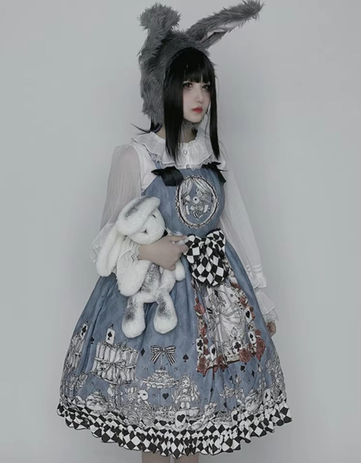 Blue Gothic Lolita JSK dress side view styling