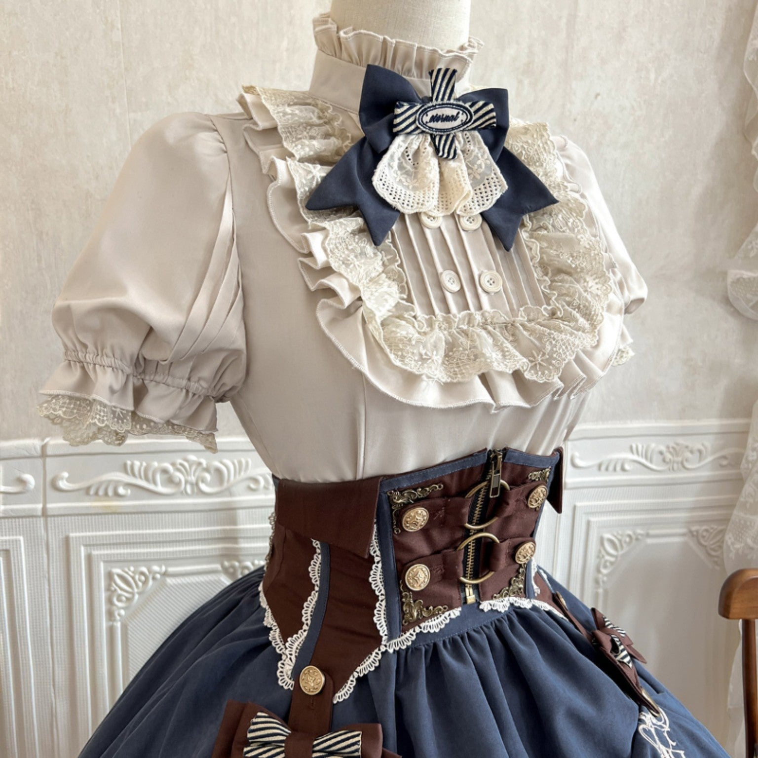 Clockwork Academy blouse corset and skirt front detail