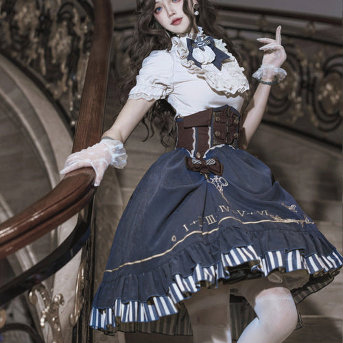 Clockwork Academy three piece Lolita set styled on model