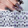 Purple gothic nail stickers with skulls roses and ornate motifs