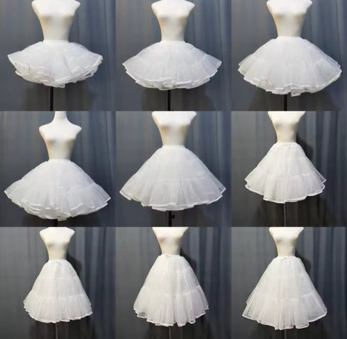 White Lolita petticoat length and fullness options