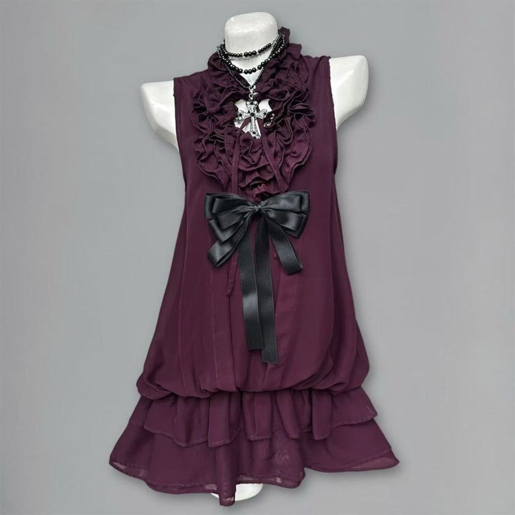 Midnight Violet sleeveless ruffle dress