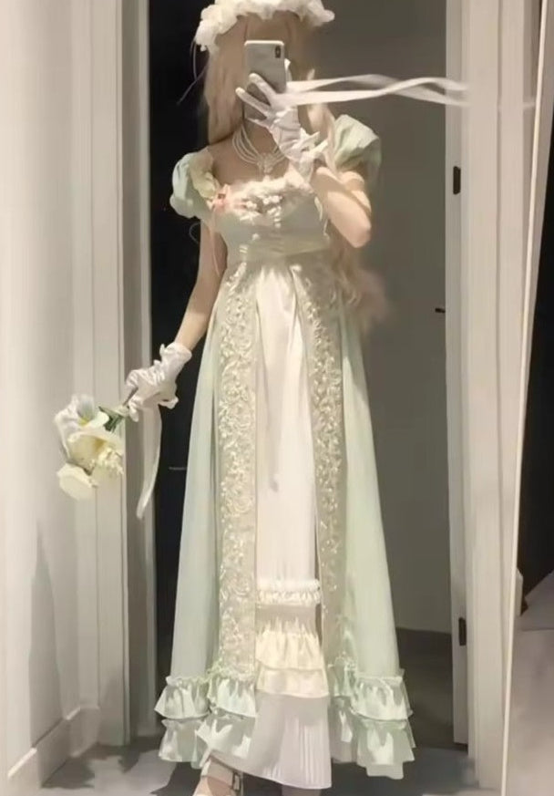 Mint imperial Lolita princess dress styled full length