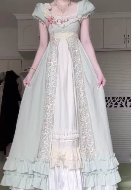 Mint imperial Lolita princess dress full skirt view