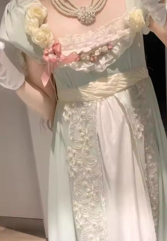 Mint imperial Lolita princess dress neckline and lace detail