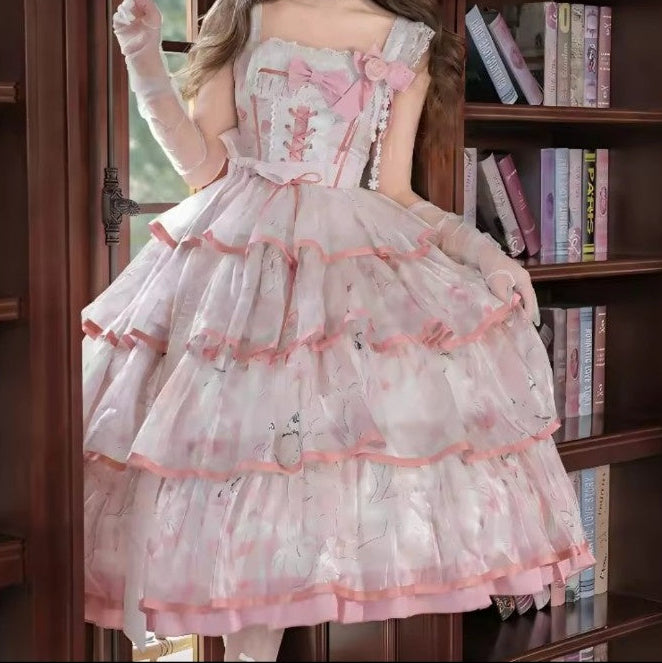 Pink Pastel Garden Princess Dress with layered ruffles