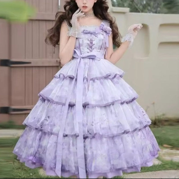 Lavender Pastel Garden Princess Dress full length