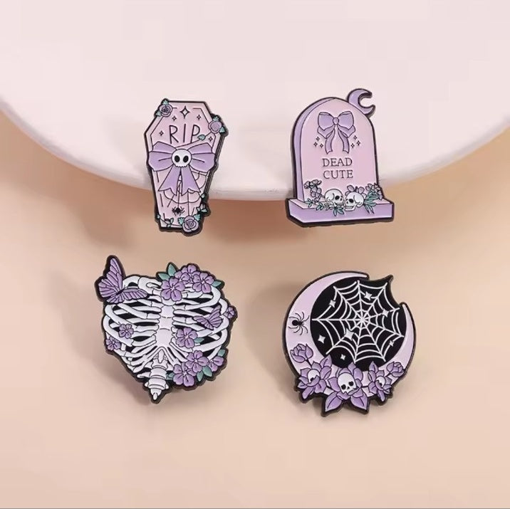 Pastel goth four pack enamel brooch set