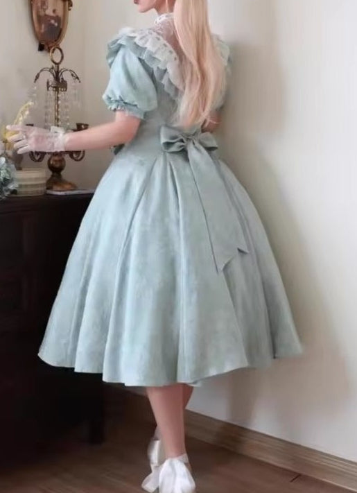 Mint Pastel Parlour Lace Dress back view