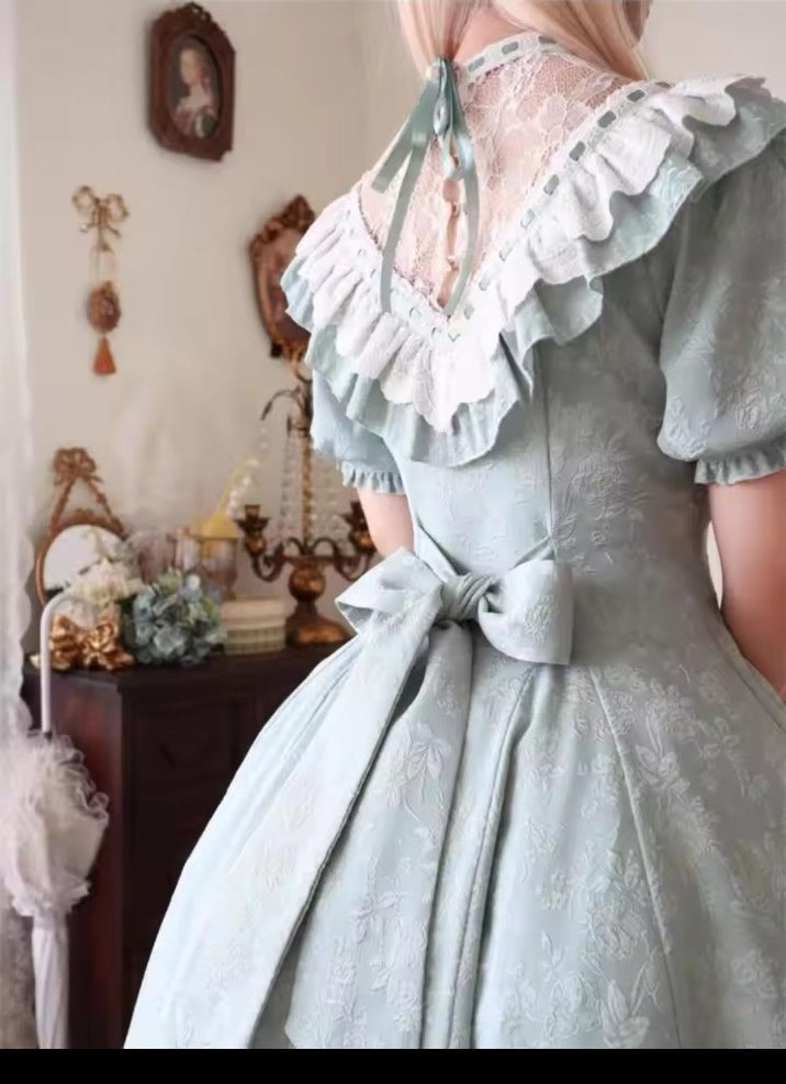 Mint Pastel Parlour Lace Dress lace detail