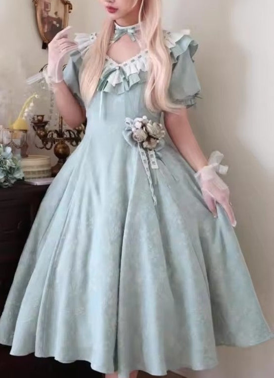 Mint Pastel Parlour Lace Dress front view