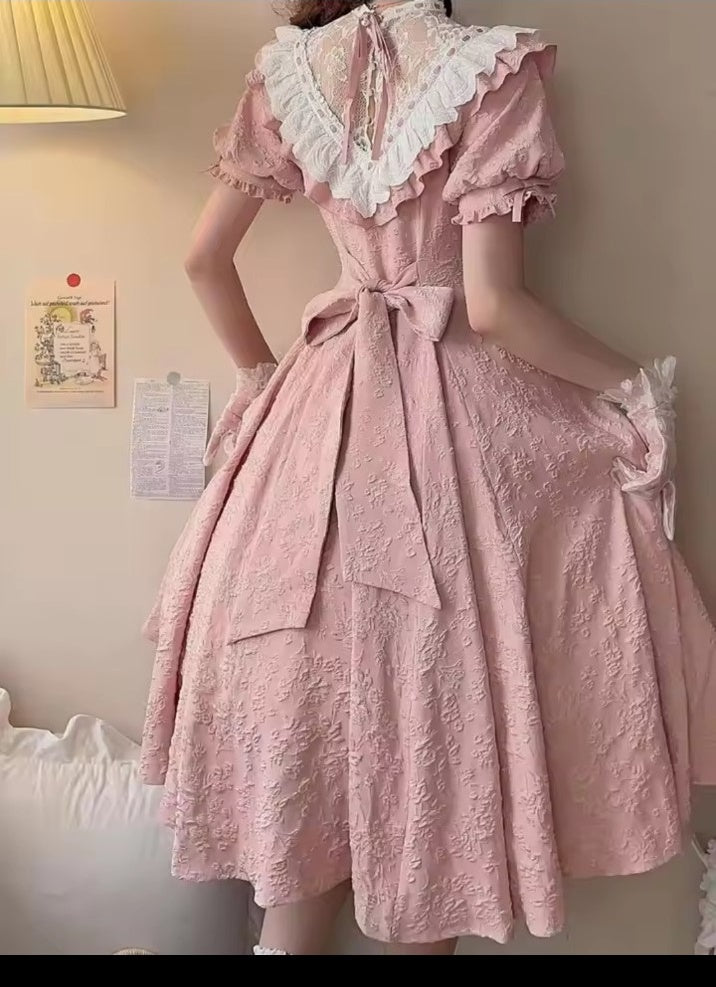 Pink Pastel Parlour Lace Dress back view