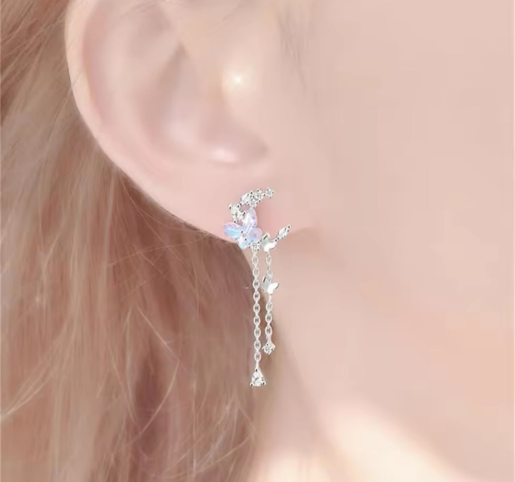 Moonlit Butterfly Drop Earrings