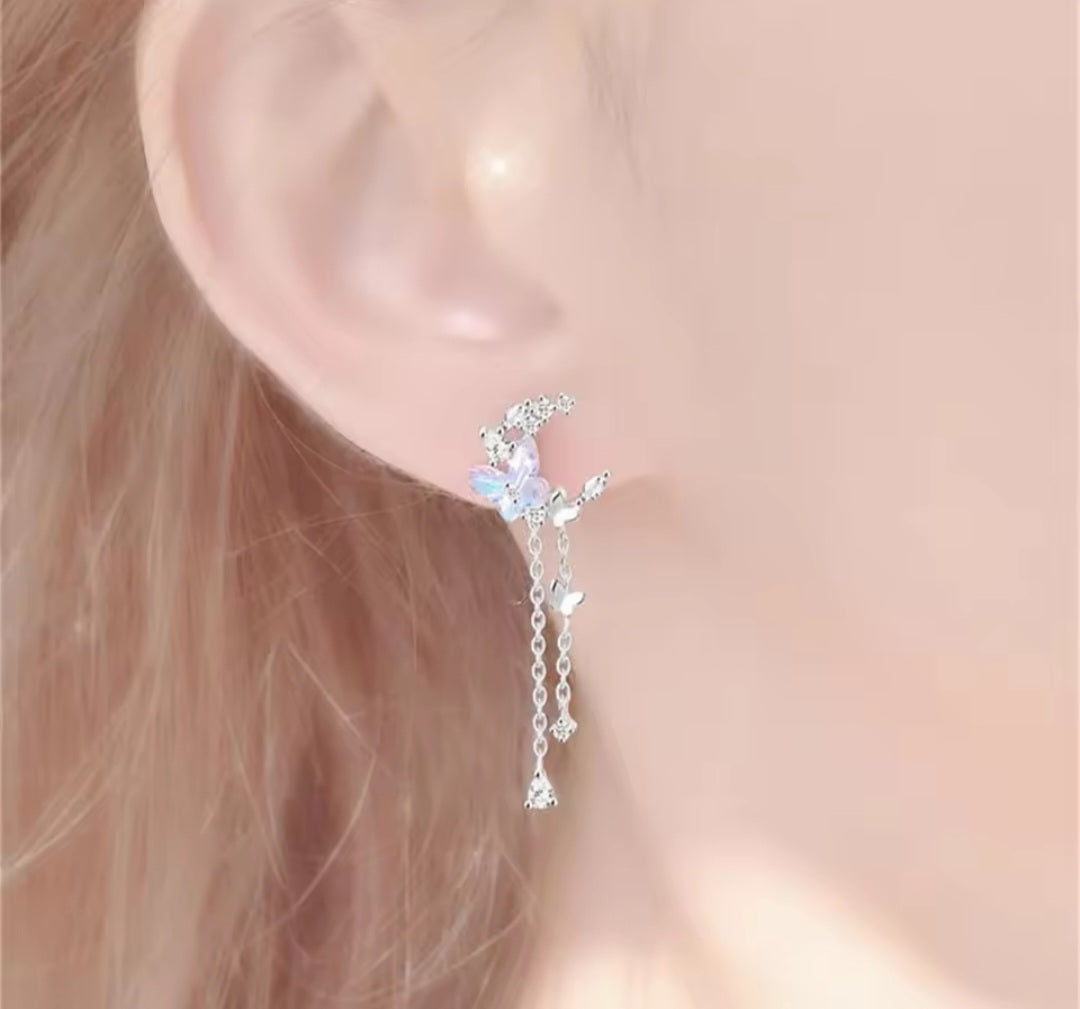 Moonlit Butterfly Drop Earrings