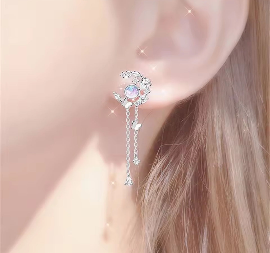 Moonlit Butterfly Drop Earrings