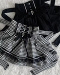 Black and white houndstooth high waist Lolita mini skirt