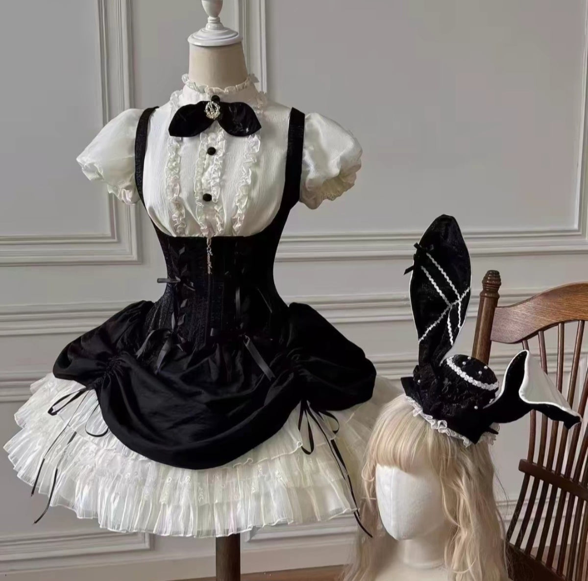 Black Lolita corset princess dress five piece set