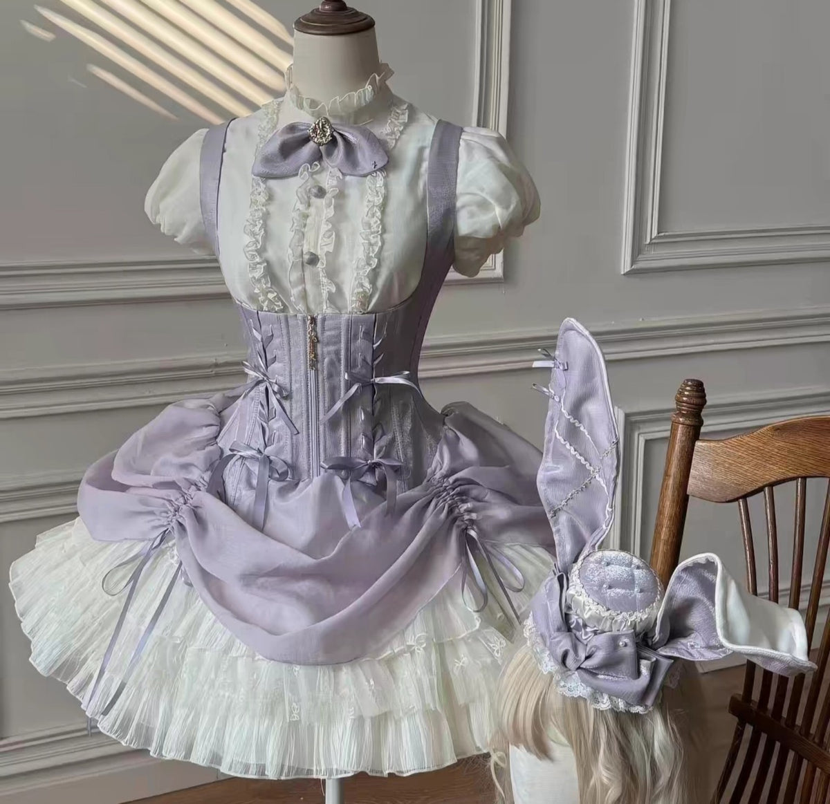 Lilac Lolita corset princess dress five piece set