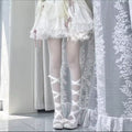 Lolita ribbon shoes styled in white