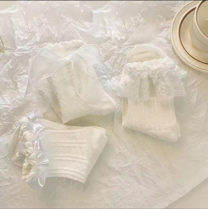 Japanese sweet JK white lace socks