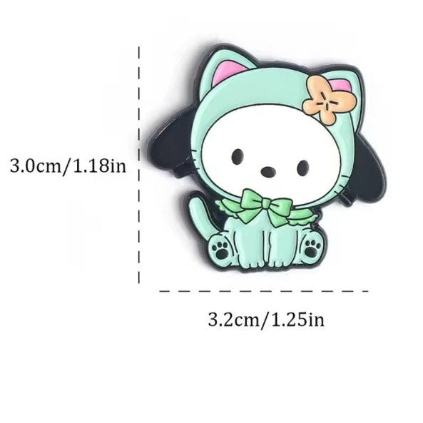 Mint kawaii cat costume enamel brooch dimensions
