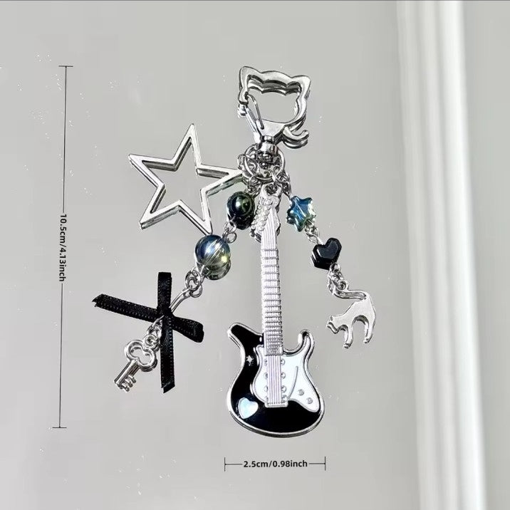 Black Y2K guitar keychain dimensions